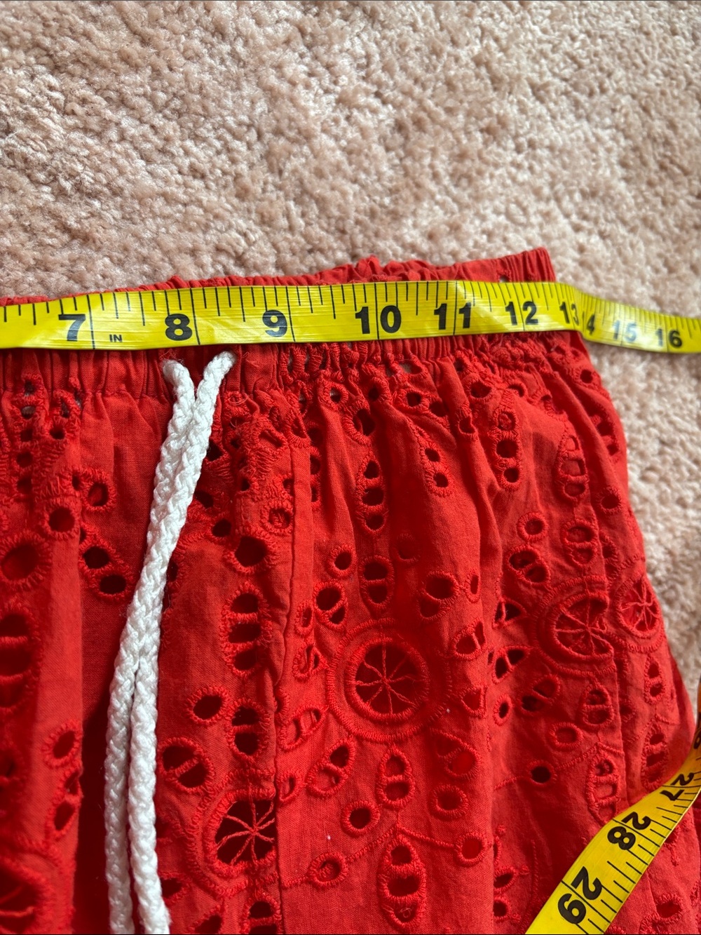 ❤️ Poupette Red Eyelet Cotton Maxi Skirt with Drawstring Waist - Picture 4 of 6